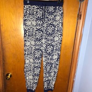 Navy and cream pants